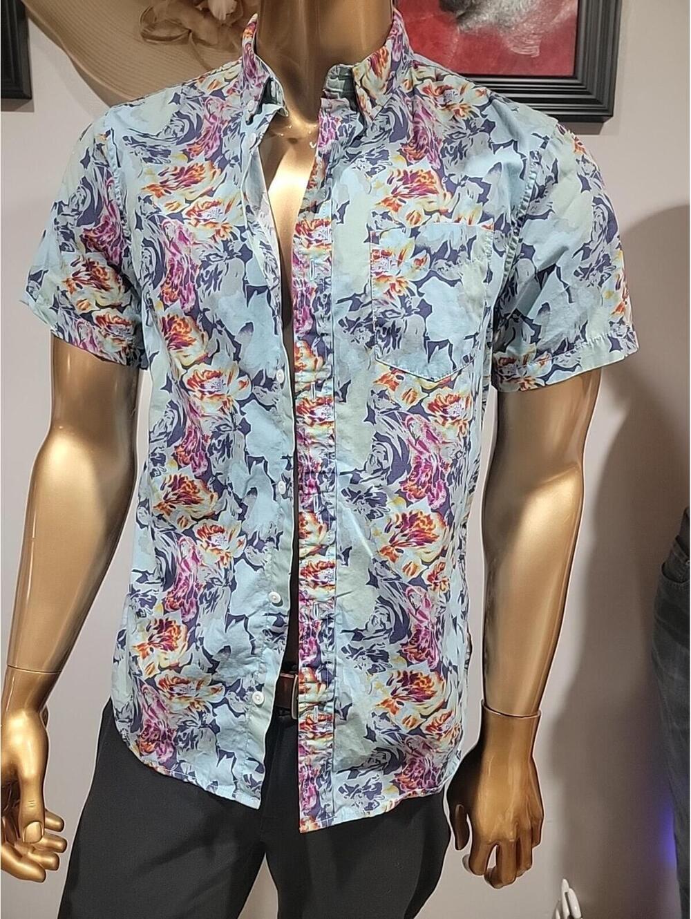 The Rail Blue Size M Multicolor Short Sleeve Button Up Floral Casual Shirt #WM1